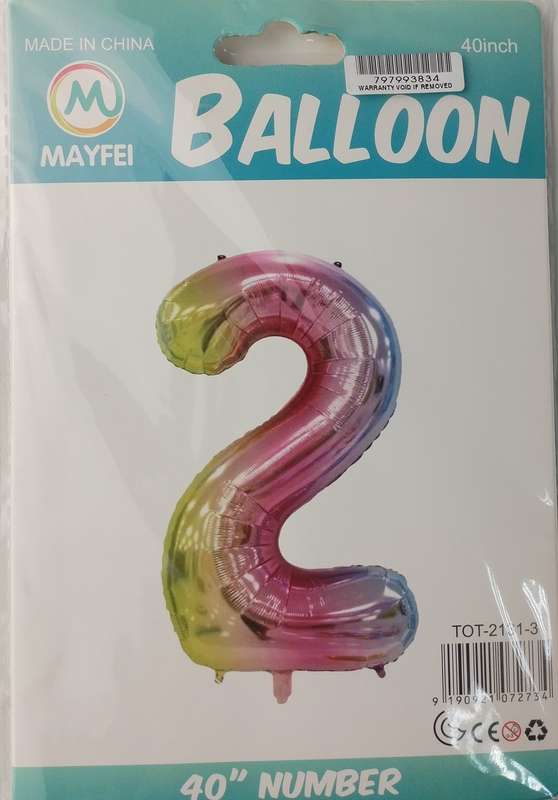 Casey 102cm Rainbow Balloon Number 2