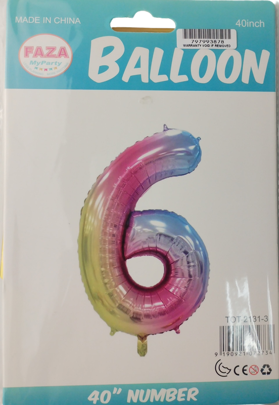 Casey 102cm Rainbow Balloon Number 6