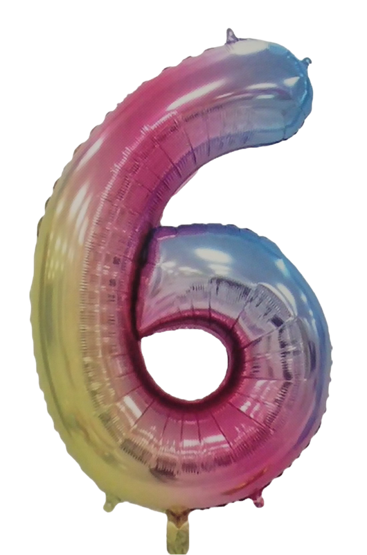 Casey 102cm Rainbow Balloon Number 6