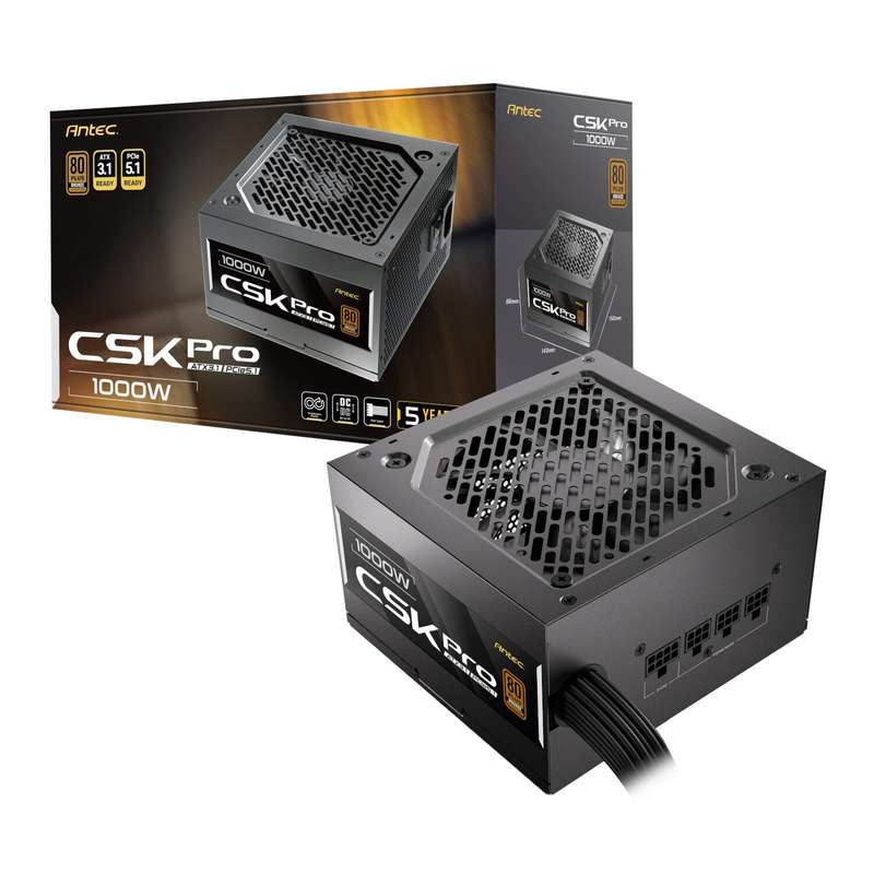 Antec CSK1000 PRO ATX3.1 Semi-Modular 1000W Power Supply (80 PLUS Bronze, PCIe 5.1, ATX 3.1 Certi...