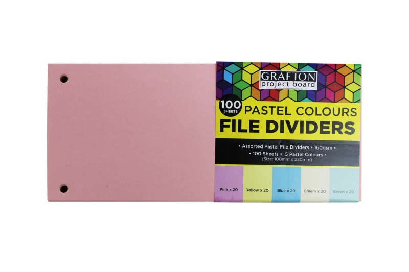 GRAFTON FILE DIVIDERS PASTEL ASSORTED 100'S
