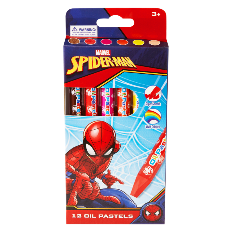 2 Pack Set- Spiderman 12 Oil Pastels Multicolour