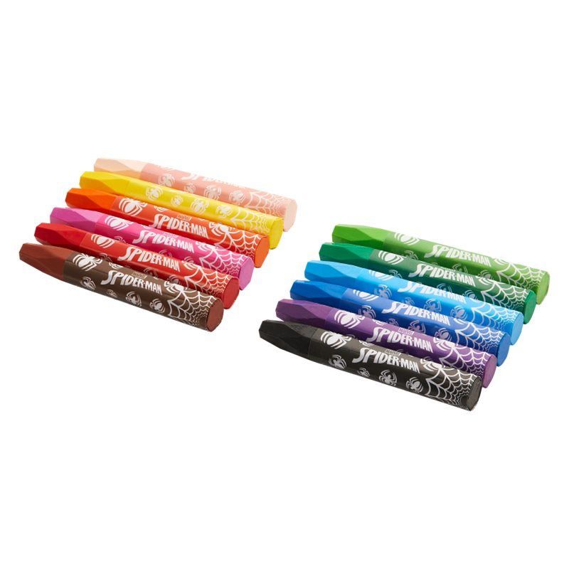2 Pack Set- Spiderman 12 Oil Pastels Multicolour