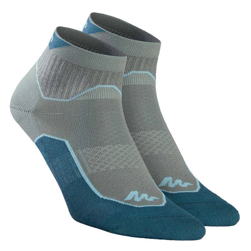 Country walking socks - NH500 Low - X 2 pairs - dark khaki UK 8.5-11 EU43-46
