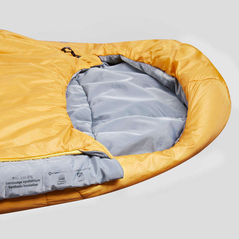 Decathlon TREKKING MUMMY PAIRABLE SLEEPING BAG - TREK 500 5°C - WADDING - YELLOW