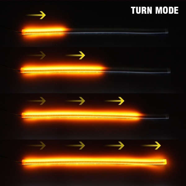2 Pcs 60cm/45cm/30cm  Car LED Tube Strip Daytime Running Lights Turn Signal Angel Eyes