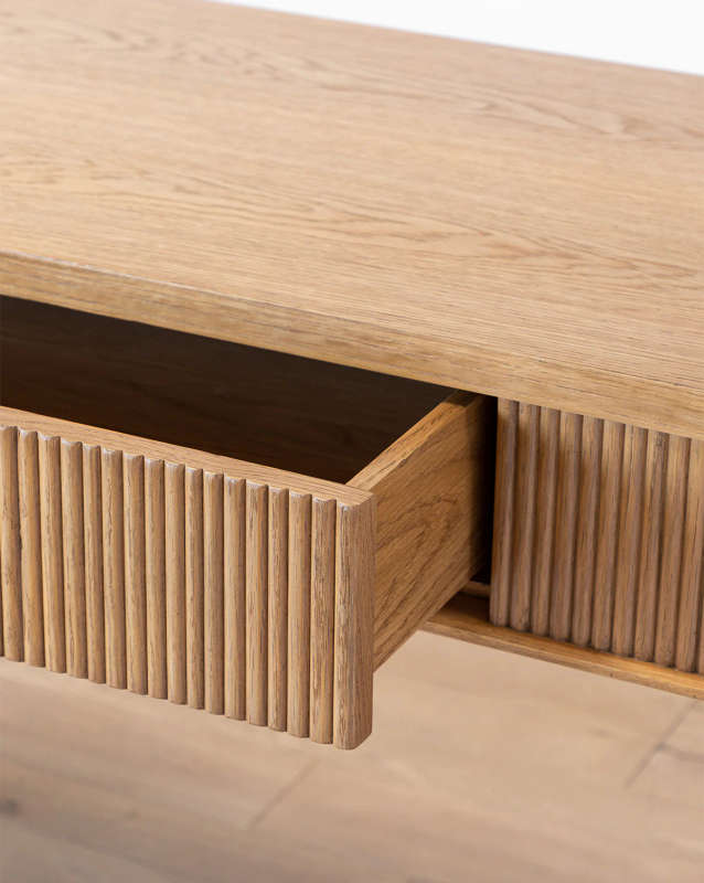 Ribbed Oak Console
