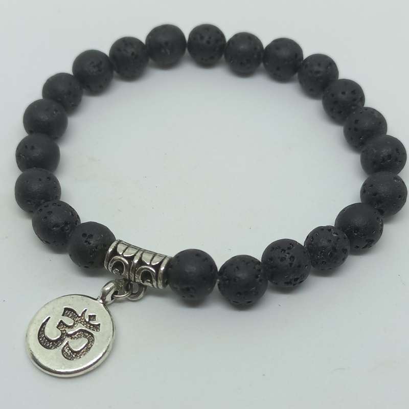 Lava Stone Diffuser Bracelet with OM (6mm round beads)