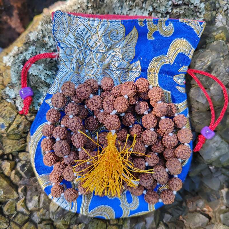 Rudruksha Mala - 108 Beads(knotted) with Silk Pouch