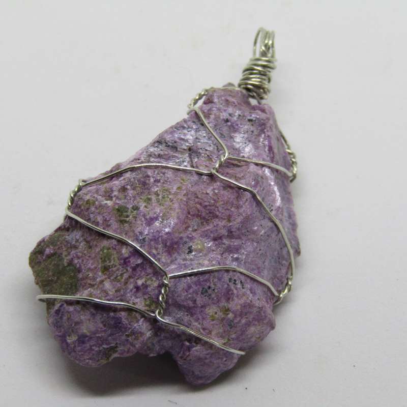 Stichtite - Wire Wrapped Pendant (silver)