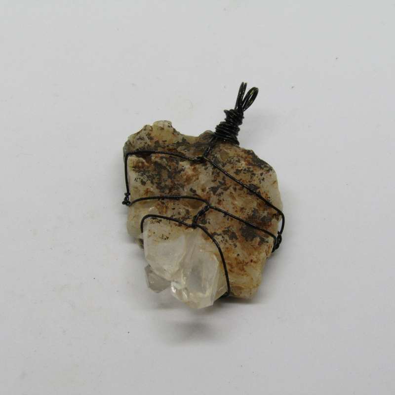 Quartz Cluster Pendant - Wire Wrapped (black)