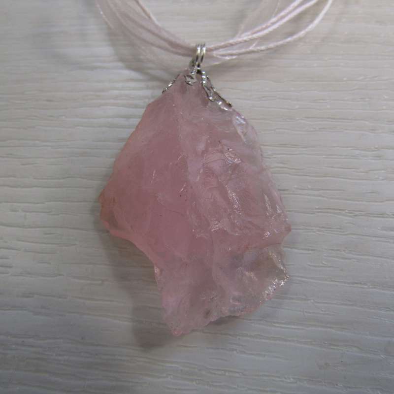 Rose Quartz Pendant on Ribbon necklace