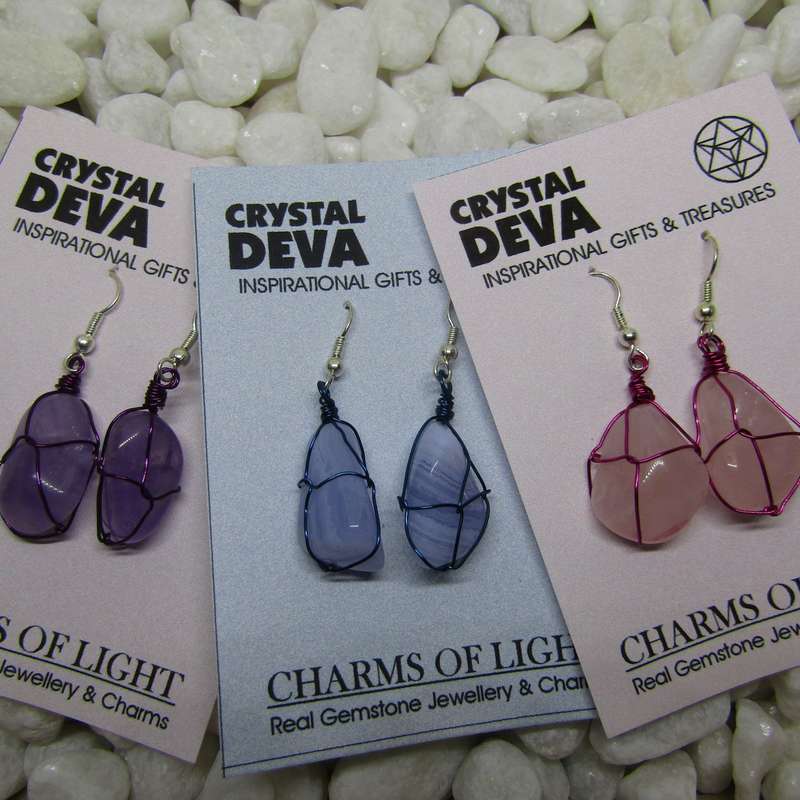 Wire Wrapped Gemstone Earrings