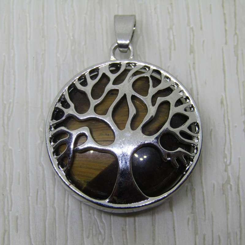Tiger's Eye Stone Tree of Life Pendant
