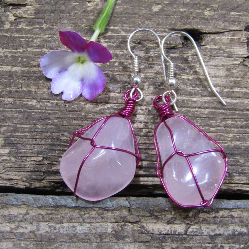 Wire Wrapped Gemstone Earrings