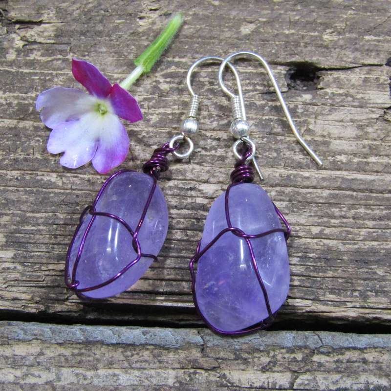 Wire Wrapped Gemstone Earrings