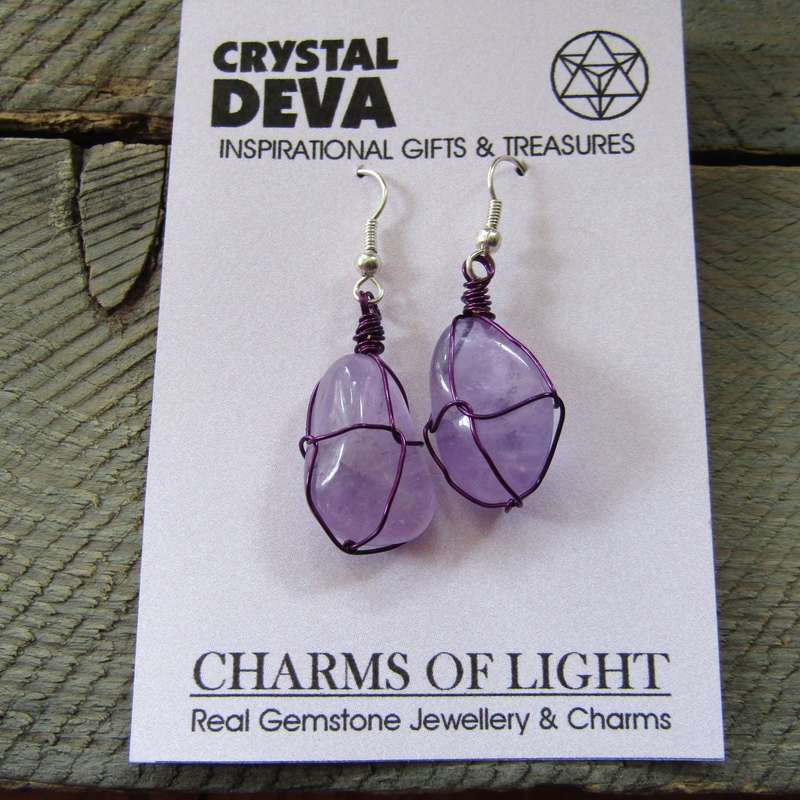 Wire Wrapped Gemstone Earrings