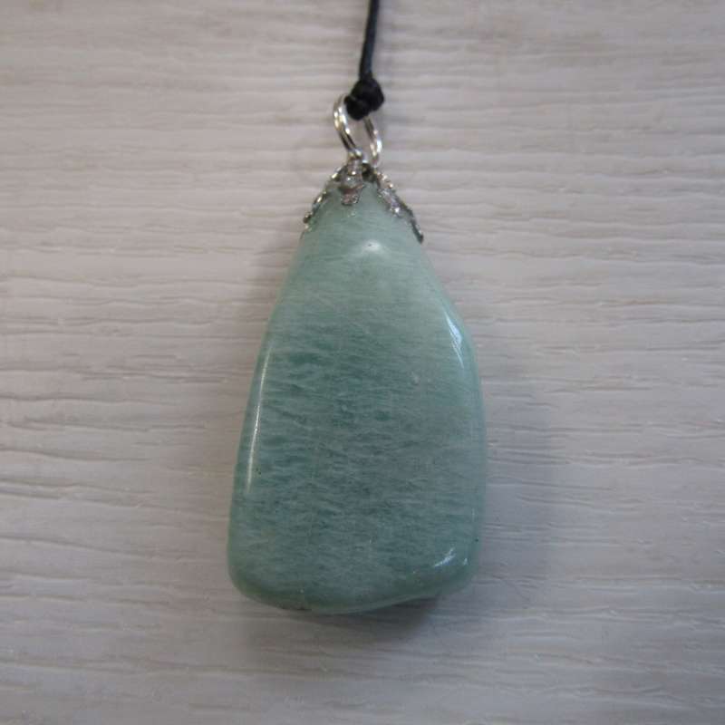 Amazonite Pendant on Black Chord