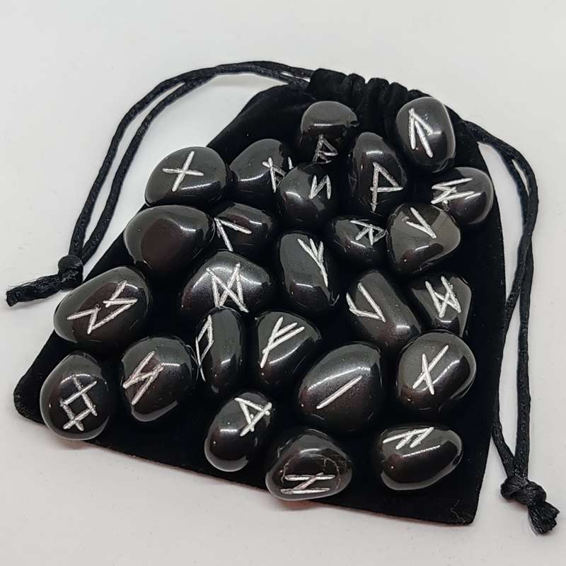 Black Onyx Rune Stone set
