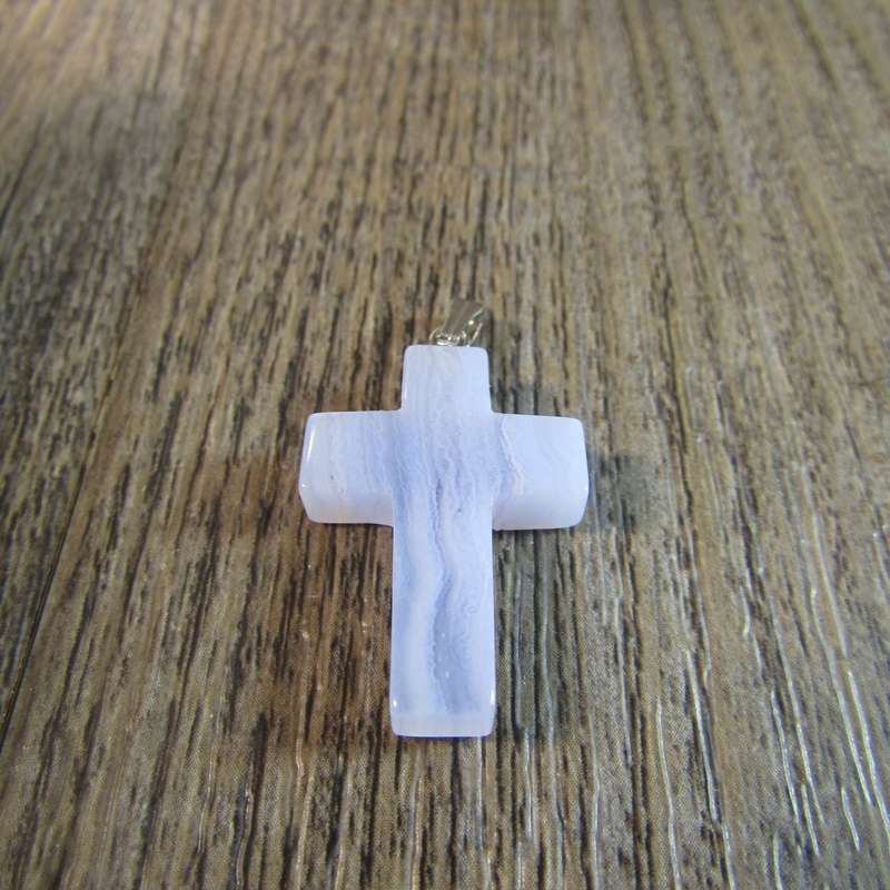 Blue Lace Agate Cross Pendant