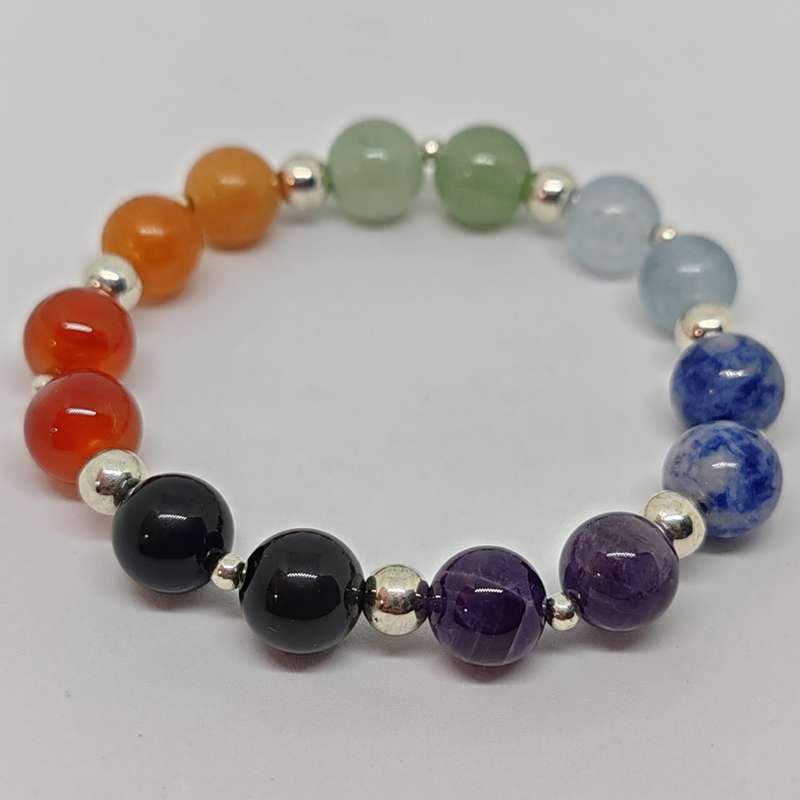 Chakra Balancing Gemstone Bracelet (10mm round beads)