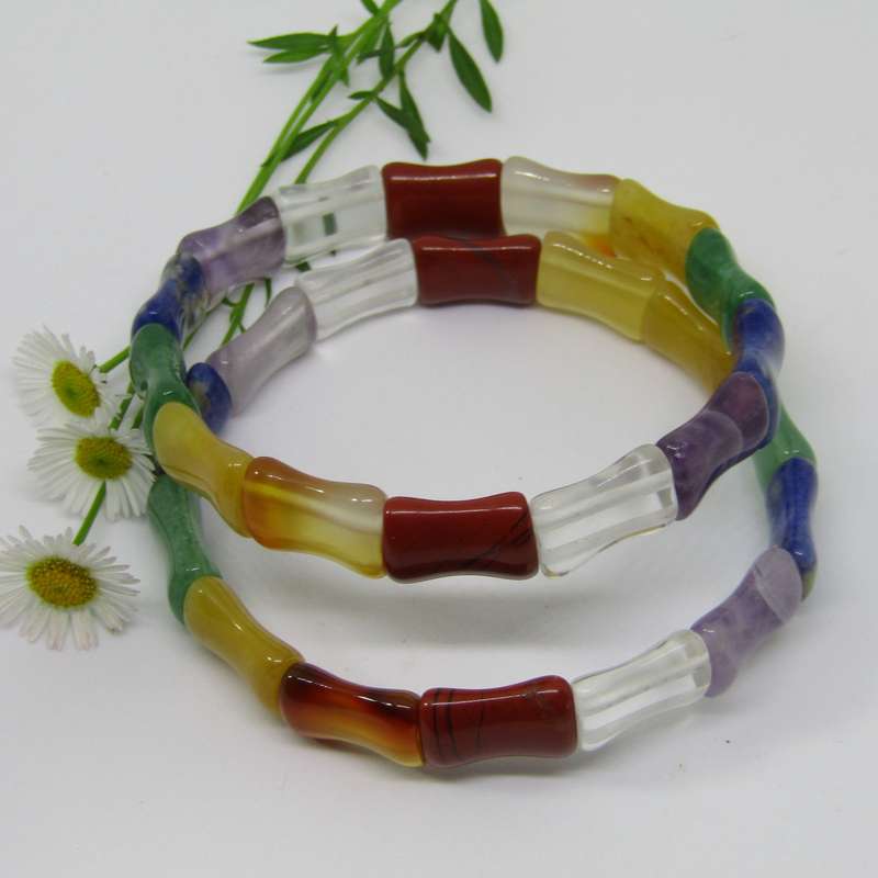 Chakra Balancing Gemstone Bracelet (14mm bone beads)