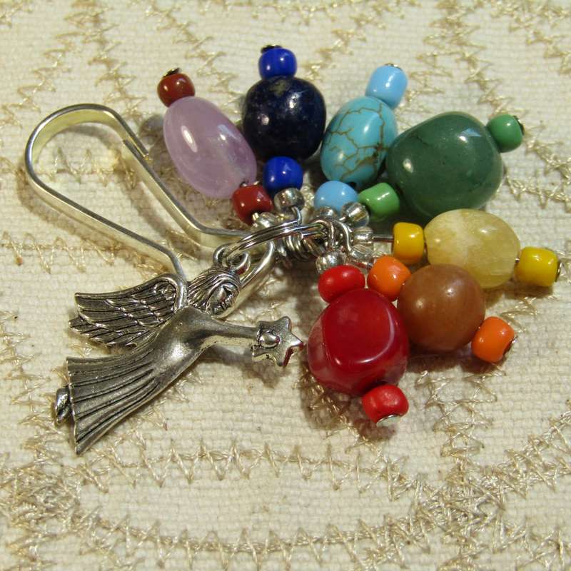 Chakra Gemstone Keyring with Angel