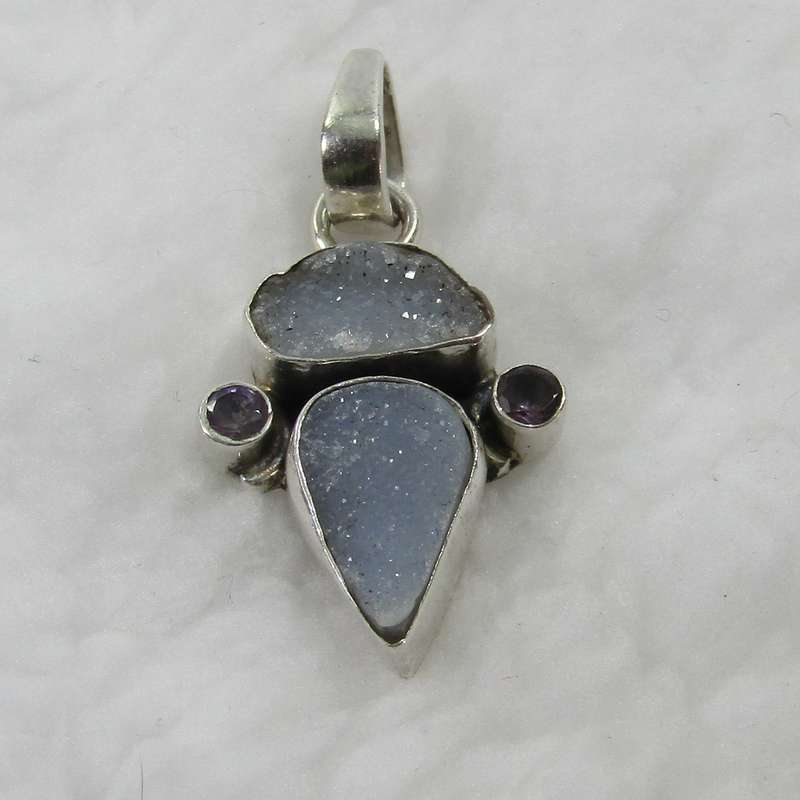 Chalcedony and Amethyst Pendant