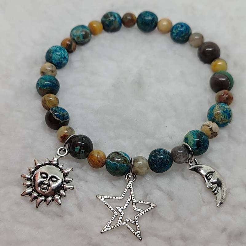 Chrysocolla and Agate Charm Bracelet