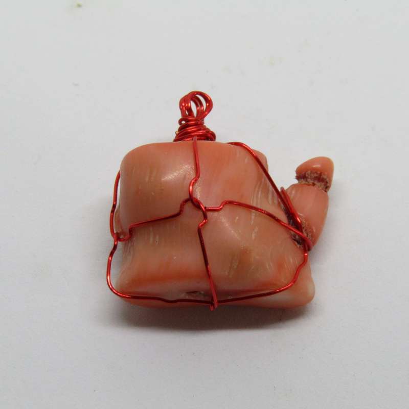 Coral - Wire Wrapped Pendant 2 (red)