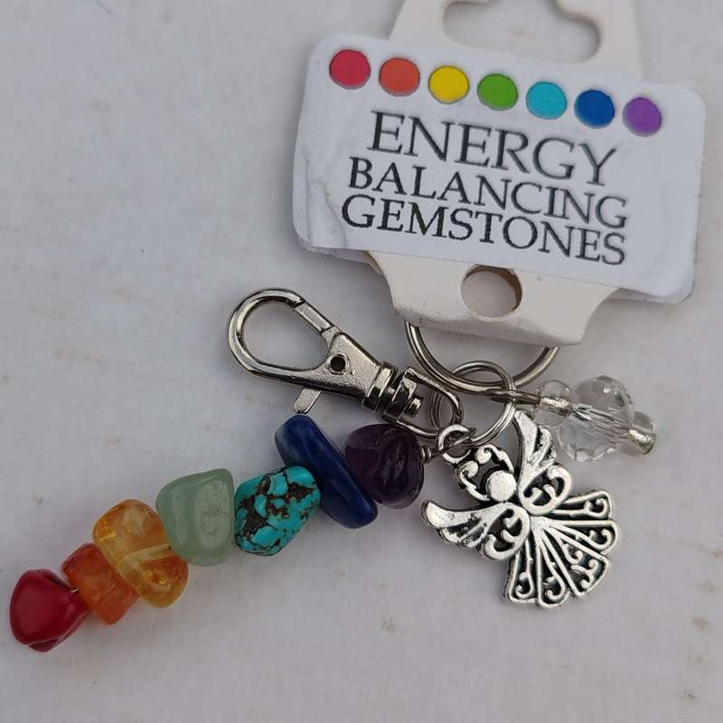 Gemstone Chakra Charm with Angel (L)