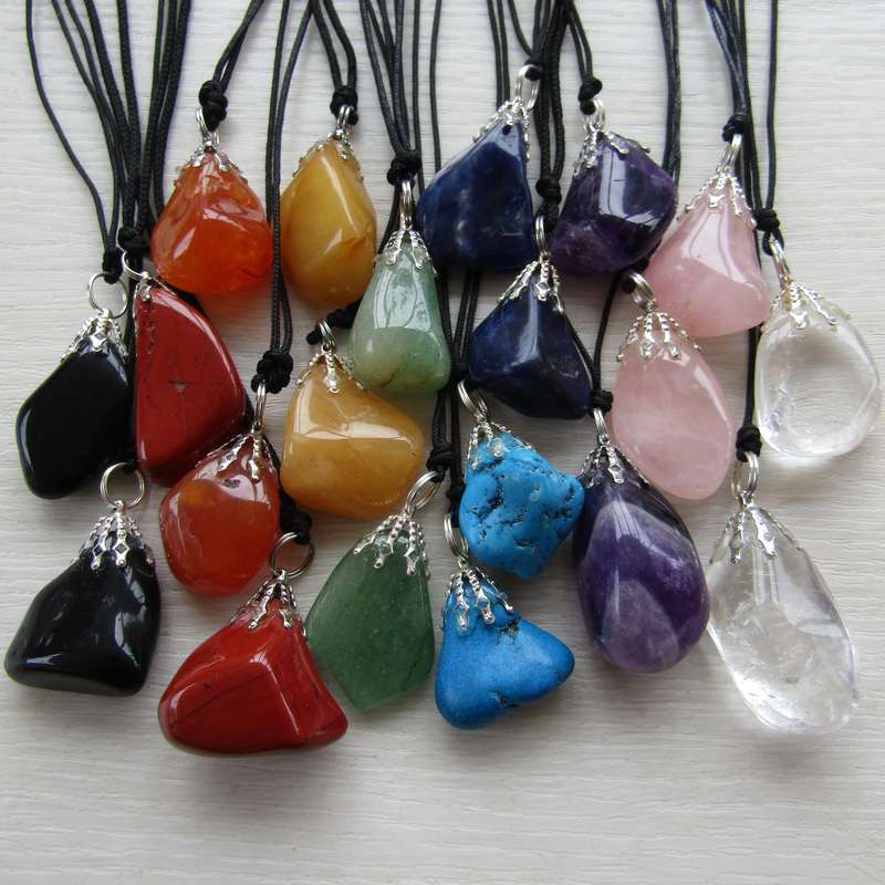 Tumbled Stone Pendant on Black Chord