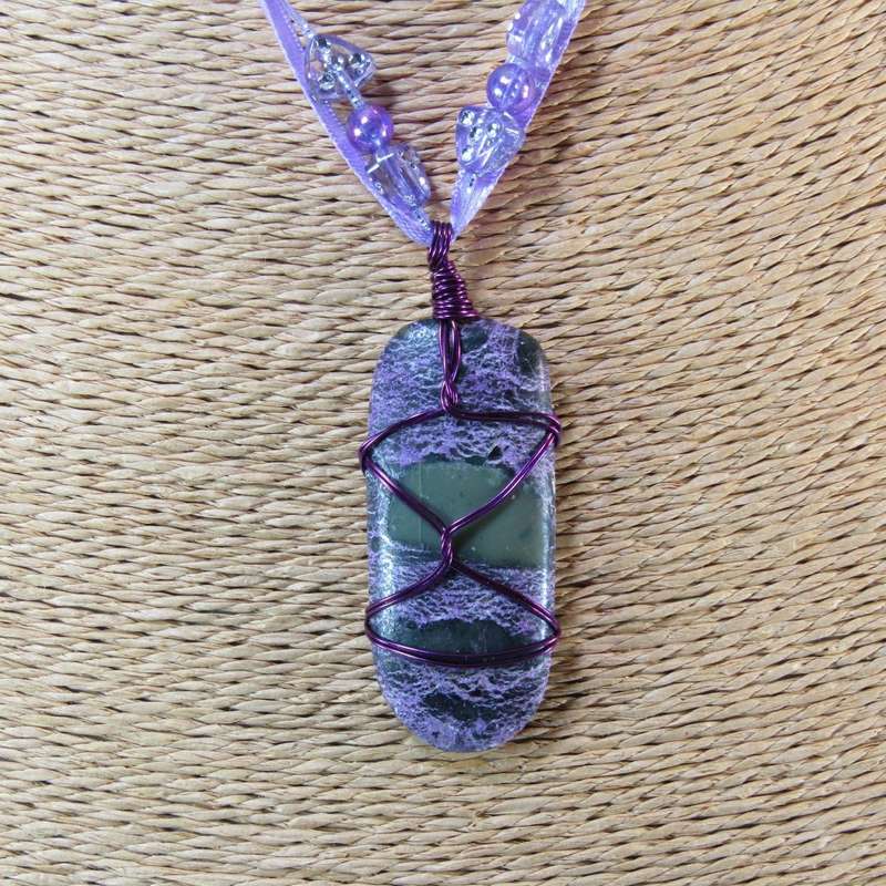 Gemstone Pendants on Ribbon Necklace