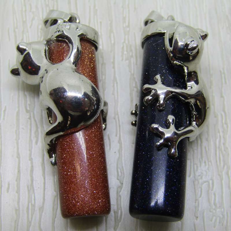 Goldstone Pendant with frog detail