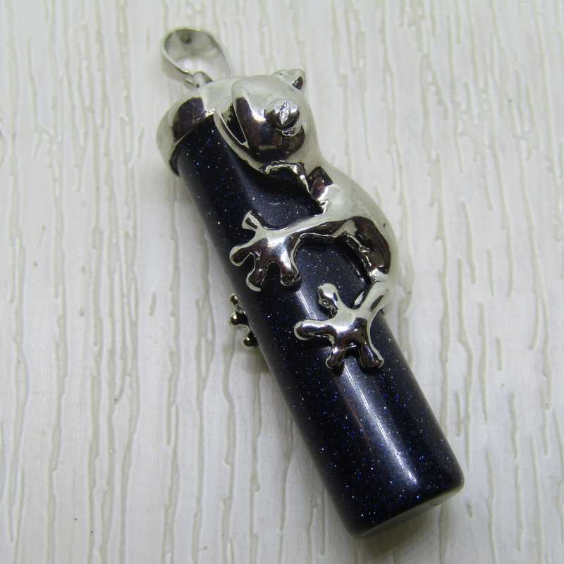 Goldstone Pendant with frog detail