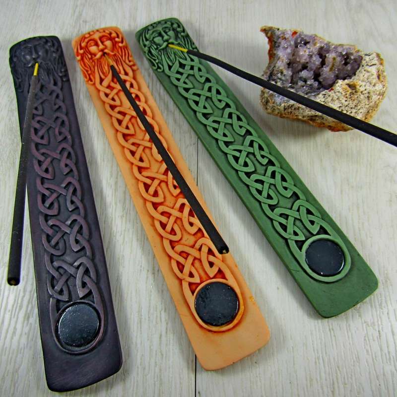 Green Man Resin Incense Holder
