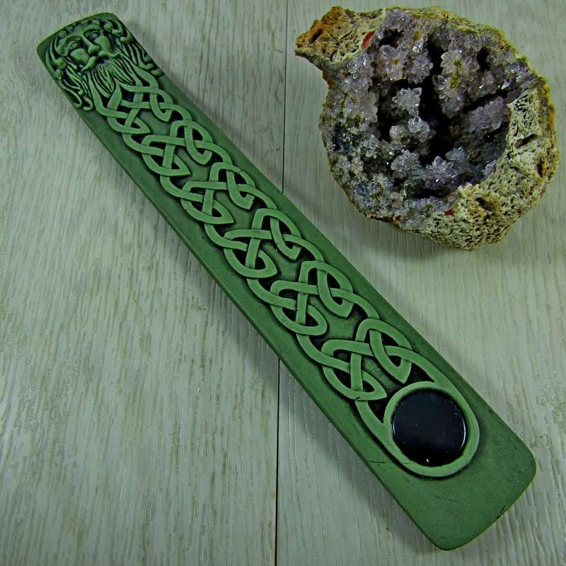 Green Man Resin Incense Holder