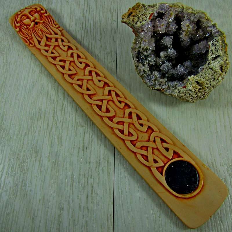 Green Man Resin Incense Holder