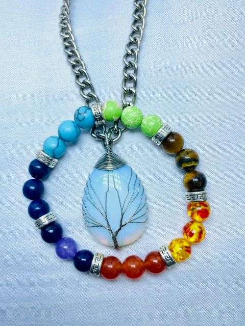 Opal Life Tree Necklace and Chakra Bracelet