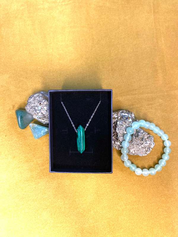 Malachite Necklace and Aventurine Bracelet Set