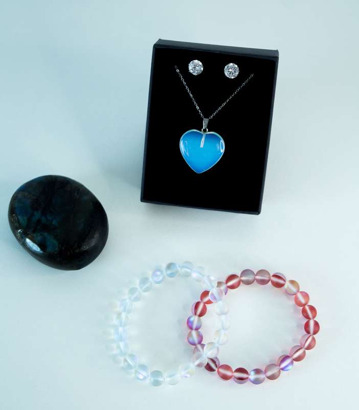 Moonstone Necklace, Bracelet and earrings [stainless steel]