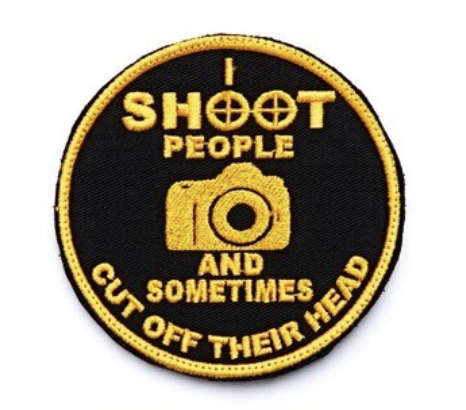 Bushveldt I SHOOT PEOPLE BADGE -Yellow