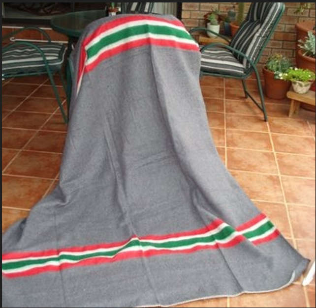 Army Blanket 150x200cm Grey With Border Stripes
