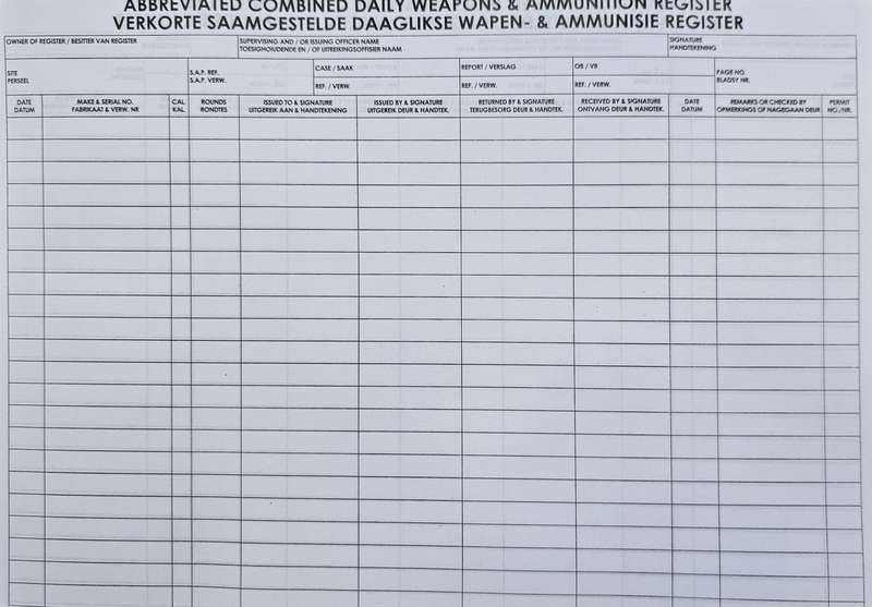 Abbr Combined Daily Weapon & Ammo Register