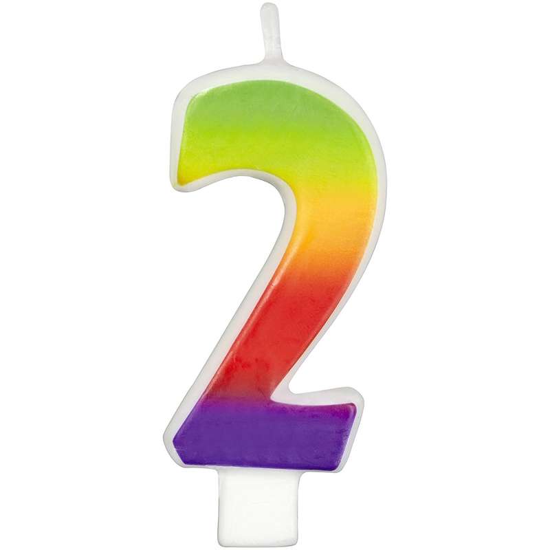 Wilton Number Age 2 RAINBOW Candle Celebration Birthday Party Cake Decorations