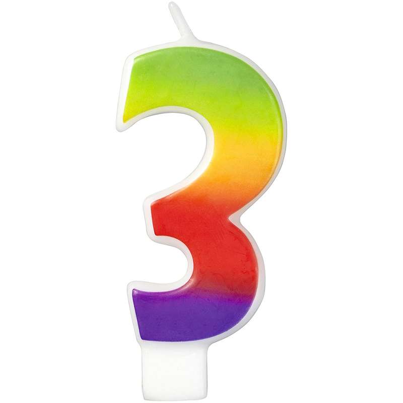 Wilton Number Age 3 RAINBOW Candle Celebration Birthday Party Cake Decorations