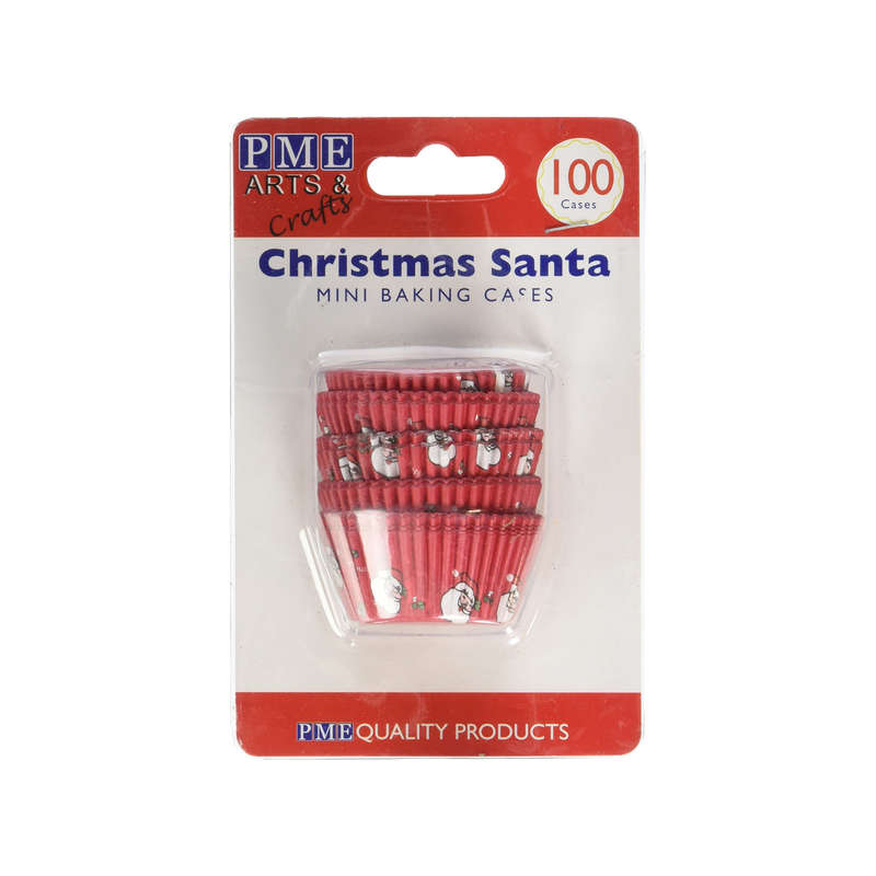 PME 100pk CHRISTMAS SANTA MINI Cupcake Muffin Fairy Cake Baking Cases Holders