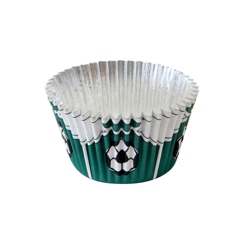 PME 30pk Green Football Foil Standard Cupcake Cup Cake Muffin Party Baking Cases
