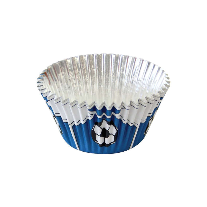 PME 30pk Blue Football Foil Standard Cupcake Cup Cake Muffin Party Baking Cases