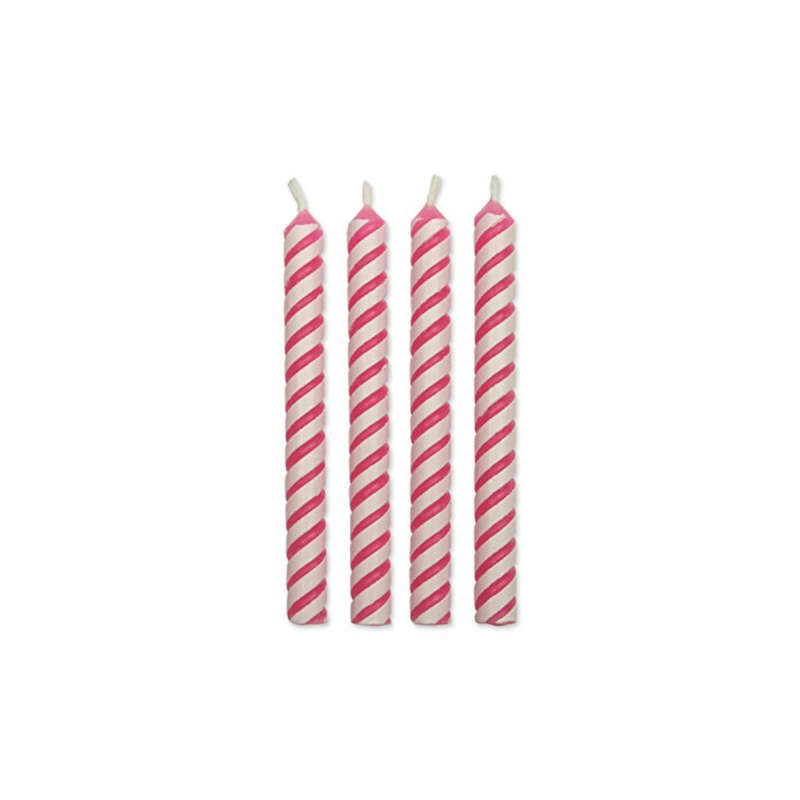 PME 24pk Small Pink Striped Candles Celebration Birthday Party Cake Decorating